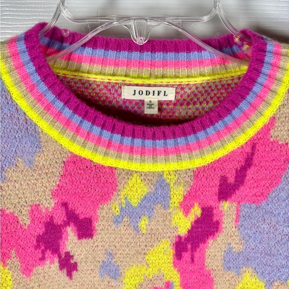 Jodifl Balloon Sleeve Felicia Oversized Sweater Bright Pink Yellow Blue Small - Picture 4 of 7
